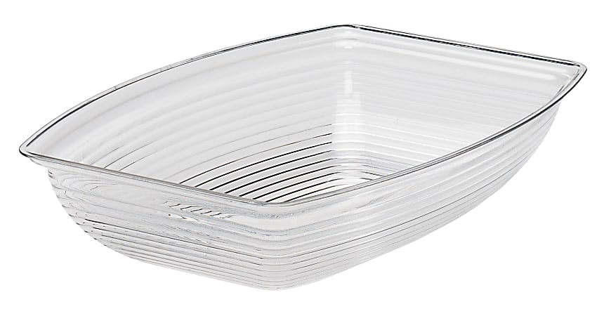 Cambro Camwear Rectangular Ribbed Bowls, 12 Qt, Clear, Pack Of 4 Bowls