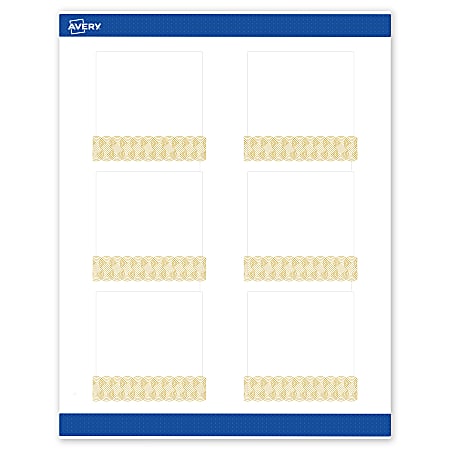 Avery® Printable Labels With Sure Feed® Technology, S00-EX5, Square, 3" x 3", Matte White With Preprinted Gold Lace Trim Pattern, Pack Of 60