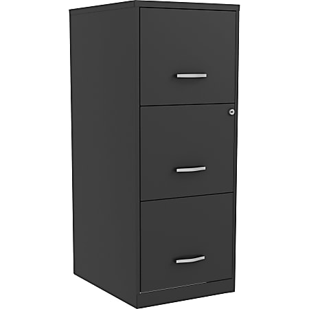 NuSparc 18" 3-Drawer Vertical Steel Filing Cabinet, Black, 1 Each