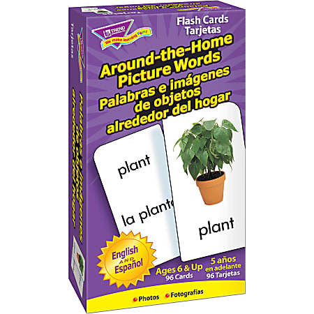 Trend® Spanish Skill Drill Flash Cards, "Around-The-Home Spanish Picture Words", Box Of 96 Cards