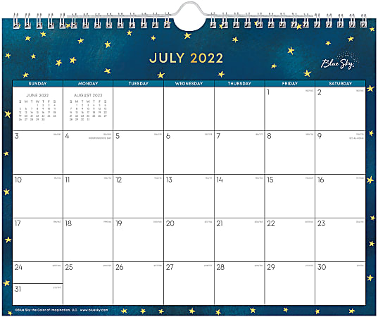 Blue Sky Monthly Wall Calendar 11 x 8 34 Estrellita July 2022 To June 2023  136525 - Office Depot