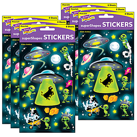 Trend superShapes Stickers, Alien Antics, 80 Stickers Per Pack, Set Of 6 Packs