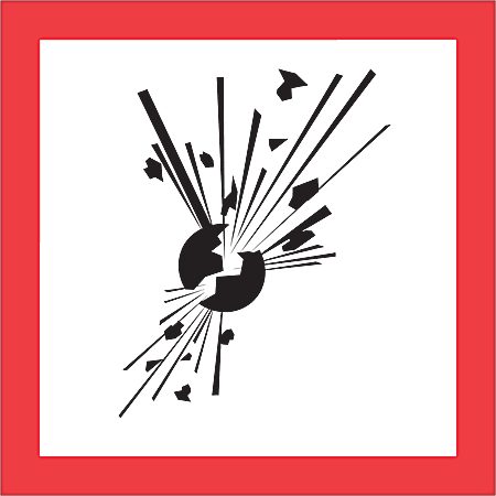 Tape Logic® Pre™Printed Shipping Labels, DL4145, 1" x 1", Exploding Bomb Pictogram, Multicolor, Roll Of 500