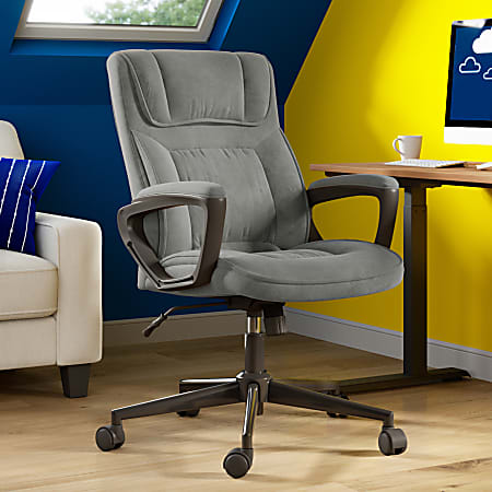 Serta Microfiber High Back Chair Velvet GrayBlack - Office Depot
