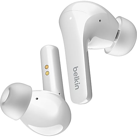 Belkin SOUNDFORM Flow Noise Cancelling Earbuds - Mono, Stereo - Wireless - Bluetooth - 32.8 ft - Earbud - Binaural - In-ear - Noise Canceling - White