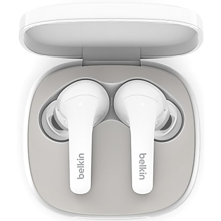 Belkin SOUNDFORM Flow Noise Cancelling Earbuds Mono Stereo Wireless  Bluetooth 32.8 ft Earbud Binaural In ear Noise Canceling White - Office  Depot