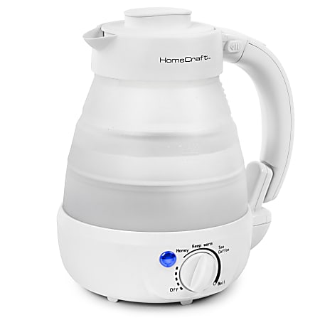 HomeCraft HCCWK6WH 0.6-Liter Collapsible Electric Water Kettle, White