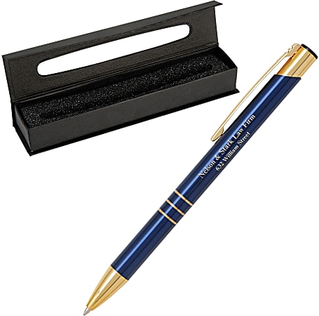 Custom Gold Delane Pen With Gift Box, 1.0 mm Point Size