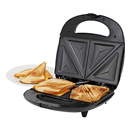 MegaChef Electric Panini Press Grill And Sandwich Maker, 4-1/2”H x 8-13/16”W x 9-3/16”D, Black