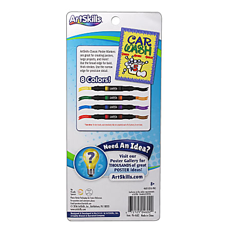  ArtSkills Jumbo Poster Markers for Kids, Neon Chisel Tip Markers,  Dual-Color Washable Markers, 8 Neon Colors, 4ct : Everything Else