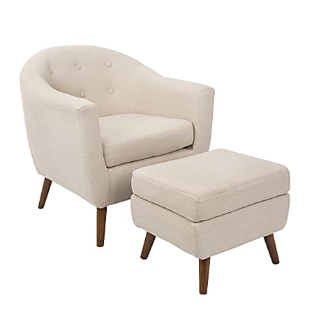 LumiSource Rockwell Accent Chair And Ottoman Set, Beige/Brown