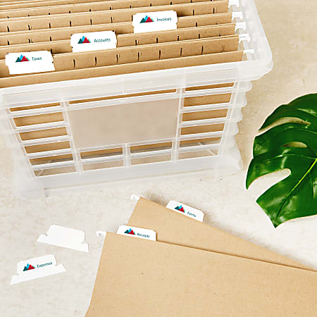 Avery Printable Hanging File Folder Tabs 15 Cut White Pack of 90 5567