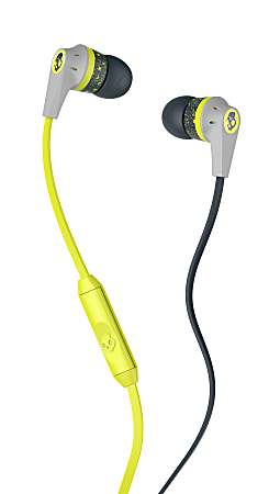 Skullcandy 2.0 Micd Earbud Headphones, Gray/Lime