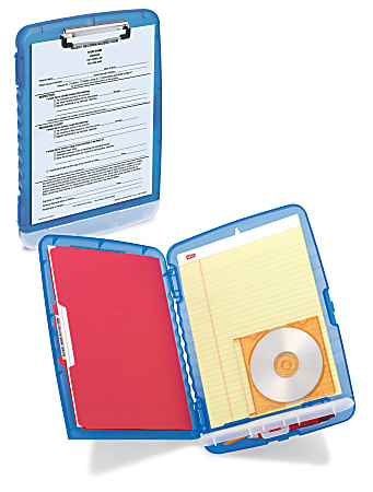 Office Depot® Brand Form Holder Storage Clipboard Box, 10" x 14-1/2", Charcoal/Blue