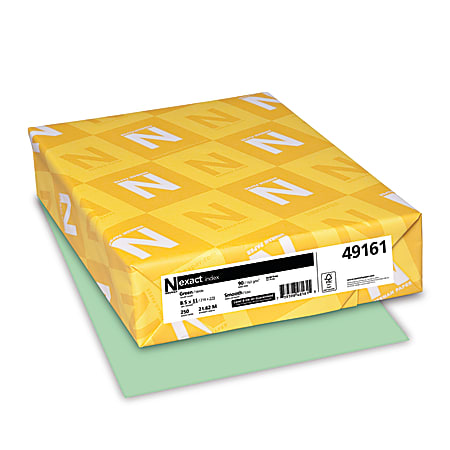 Neenah Heavyweight Exact® Index Card Stock, 8 1/2" x 11", 90 Lb., Green, Pack Of 250 Sheets
