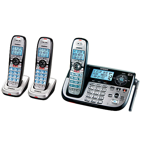 Uniden® DECT2185-3 6.0 Digital 3-Handset Cordless Phone With Digital Answering System, Black/Silver