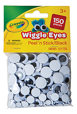 Crayola® Round Wiggle Eyes, 7 - 15 mm, Black, Pack Of 150 Eyes
