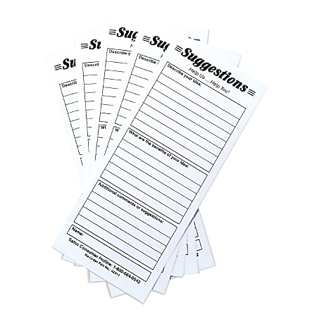 Safco® Suggestion Box Card Refills, 8" x 3 1/2", White, Pack Of 25