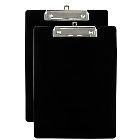 Office Depot® Brand Plastic Clipboard, 9" x 12-1/2", Black, Pack Of 2