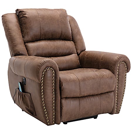 Bestier Faux Leather Power Lift Assist Heating Massage Recliner Accent Chair With 8-Points Vibration, Brown/Black
