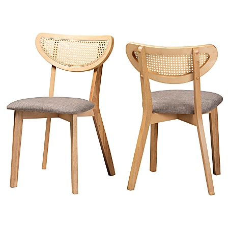 Baxton Studio Darrion 2-Piece Dining Chair Set, Gray/Natural Oak