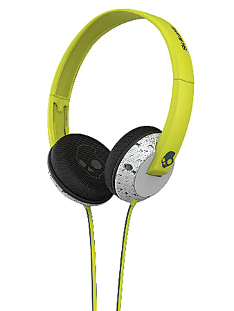 Skullcandy Uprock On-Ear Headphones With Inline Microphone, Hot Lime/Light Gray