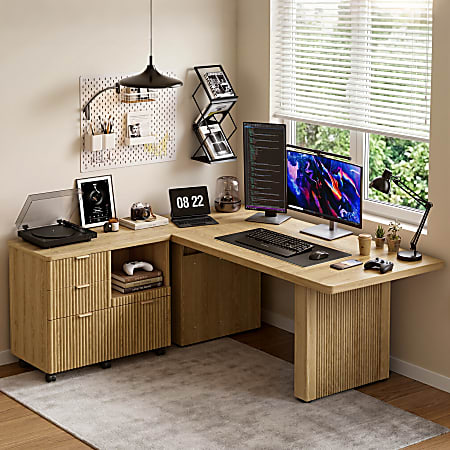 BOW Front Desk Shell With TWO BBF Pedestal