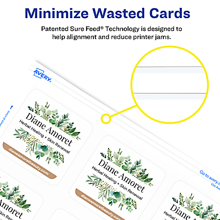 Avery® Clean Edge® Printable Square Cards With Sure Feed® Technology & Rounded Corners, 2.5" x 2.5", White, 180 Blank Cards For Inkjet Printers