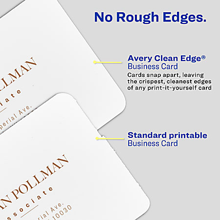 Avery® Clean Edge® Printable Square Cards With Sure Feed® Technology & Rounded Corners, 2.5" x 2.5", White, 180 Blank Cards For Inkjet Printers