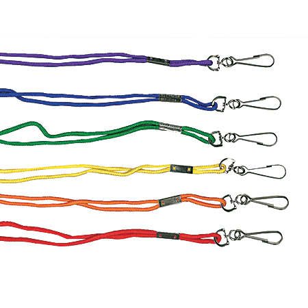 Martin Sports Rayon Lanyards, 17-1/4", Assorted Colors, 12 Lanyards Per Pack, Case Of 3 Packs