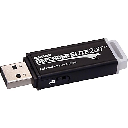 Kanguru Defender Elite200 Secure Hardware Encrypted USB 2.0 Flash Drive, 4GB