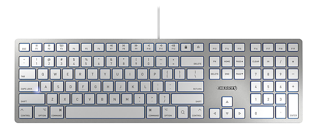 Cherry KC 6000 Slim Wired Keyboard For Mac, Silver/White