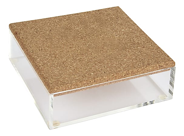 Office Depot® Large Acrylic Organizer With Cork Lid, 2"H x 6"W x 6"D, Clear