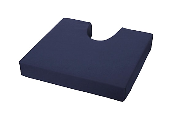 Medline Pressure-Redistribution Foam Cushions, Coccyx Cut-Out, 3"H x 18"W x 16"D, Blue, Pack Of 4
