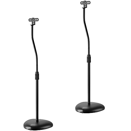Mount-It! MI-1232 Height-Adjustable Speaker Floor Stands, 40-13/16”H x 8-13/16”W x 8-13/16”D, Black, Set Of 2 Stands