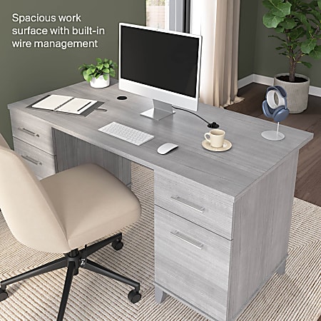 Bush Home Somerset 60 W Office Computer Desk With Drawers Platinum