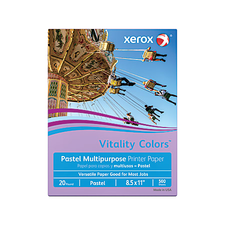 Xerox® Vitality Colors™ Multi-Use Printer & Copy Paper, 1 Ream, Lilac, Letter (8.5" x 11"), 500 Sheets Per Ream, 20 Lb, 30% Recycled