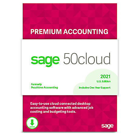 Sage 50cloud Premium Accounting 2021 U.S. 5-User One Year Subscription (Windows)