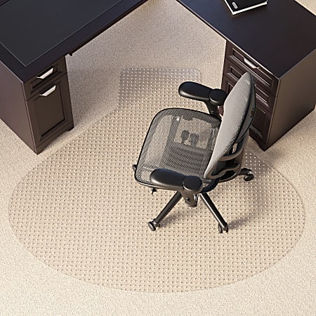 Realspace™ Low Pile Chair Mat For L-Shaped Workstations, 66" x 60", Clear