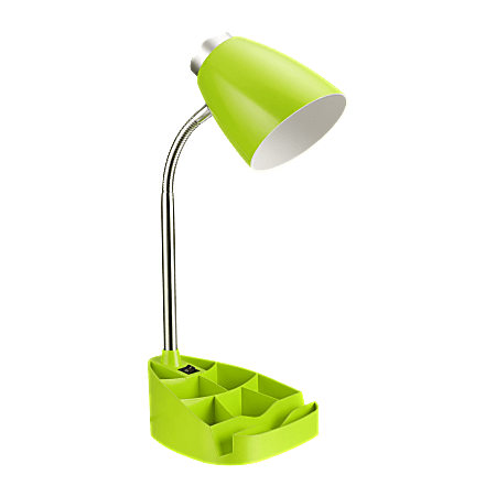 LimeLights Gooseneck Organizer Desk Lamp, Adjustable Height, Green Shade/Green Base