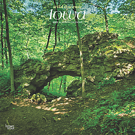 2025 BrownTrout Iowa Wild & Scenic Monthly Plastic-Free Square Wall Calendar, 12" x 12", American States, January to December 2025, 9781975474973