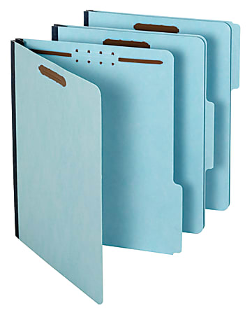 Pendaflex® Pressboard Folders With Fasteners, 1/3 Cut, Letter Size, 30% Recycled, Blue, Pack Of 25