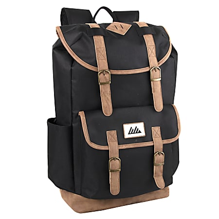 Trailmaker Flap Top Backpack With Buckets, Black/Brown