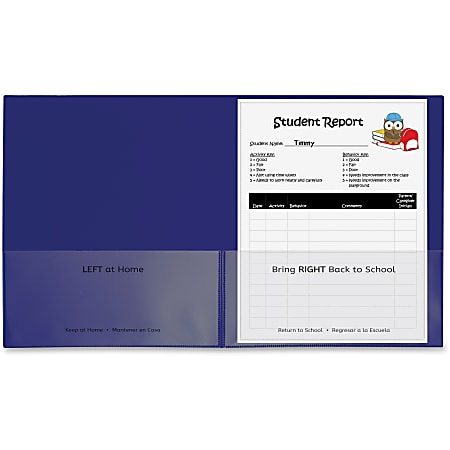 C-Line Classroom Connector School-To-Home Folders, 8-1/2" x 11", Blue, Box Of 25 Folders