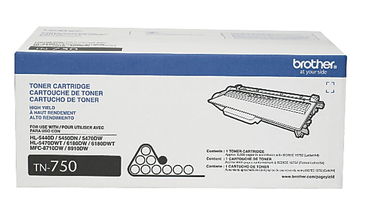 Brother® TN-750 Black High Yield Toner Cartridge, TN-750BK