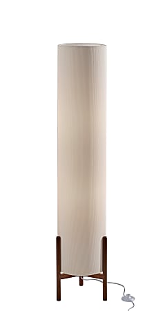 Adesso Sonora Floor Lantern, Walnut with Off-White Fabric Shade