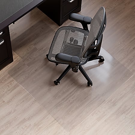 Realspace® Hard Floor Chair Mat,  45"W x 53"D, with a 25" x 12" Wide Lip, Translucent