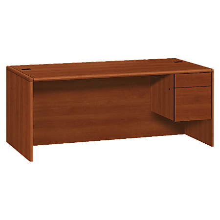 HON® 10700 Series Laminate Right Pedestal Desk, Cognac