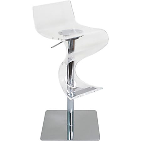 LumiSource Viva Contemporary Adjustable Barstool ClearChrome