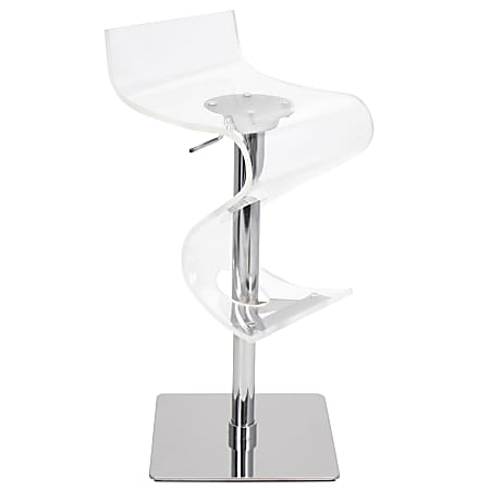 LumiSource Viva Contemporary Adjustable Barstool, Clear/Chrome